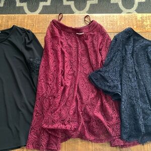 Lot of 3 lace detail tops